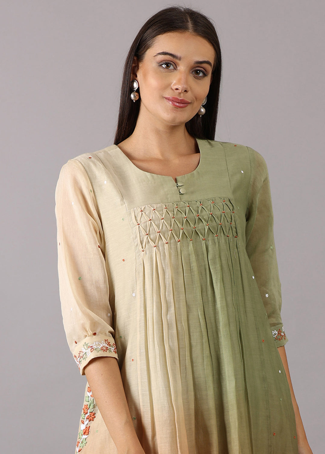GODAVARI - Earthy Ombre Smocking Kurta Set