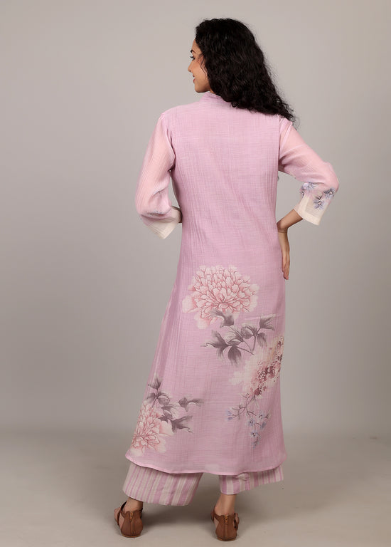 Lilac A-line Floral Kurta Set