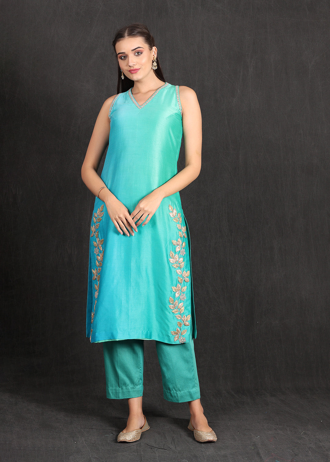 ZAHRA- Turquoise Ombre Suit