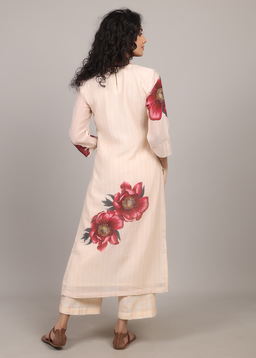 Ivory Floral Smocking Kurta Set