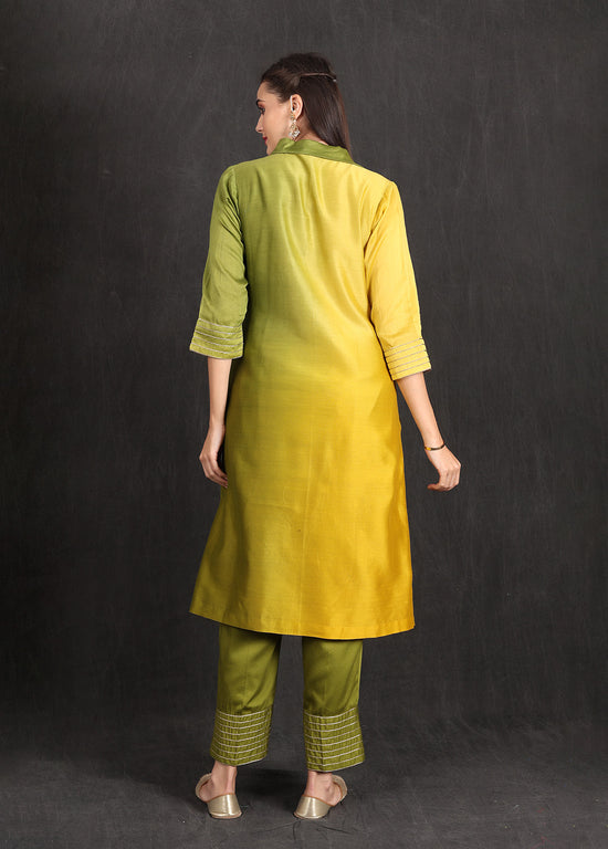 ZAINAB- Green Yellow Ombre Kurta Set