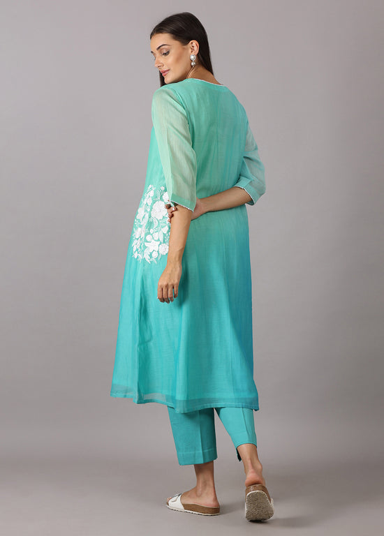 SOORAJMUKHI - Turquoise Ombre Kurta Set