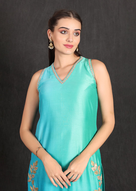 ZAHRA- Turquoise Ombre Suit